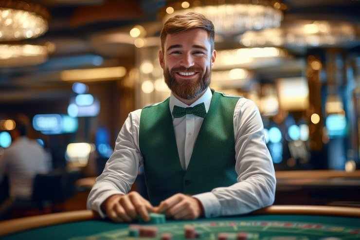 Studio live dealer yukplay dengan meja roulette dan dealer profesional